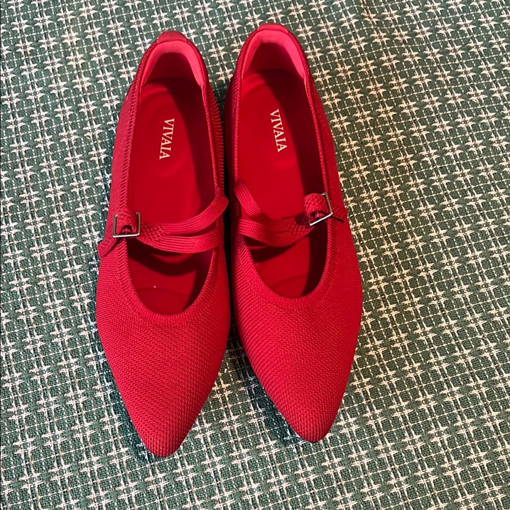 Vivaia Red Flats with Mary Jane Strap